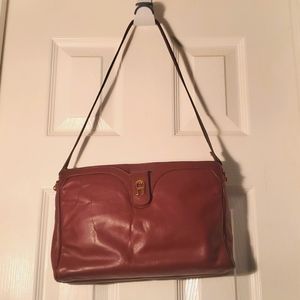 Etienne Aigner vintage small oxblood red leather satchel